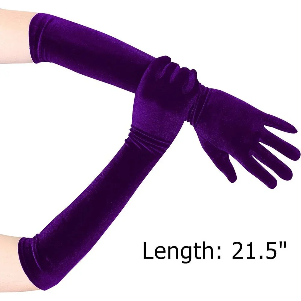 Velvet Opera Gloves Women's Vintage Flapper Elbow Length Halloween Costume